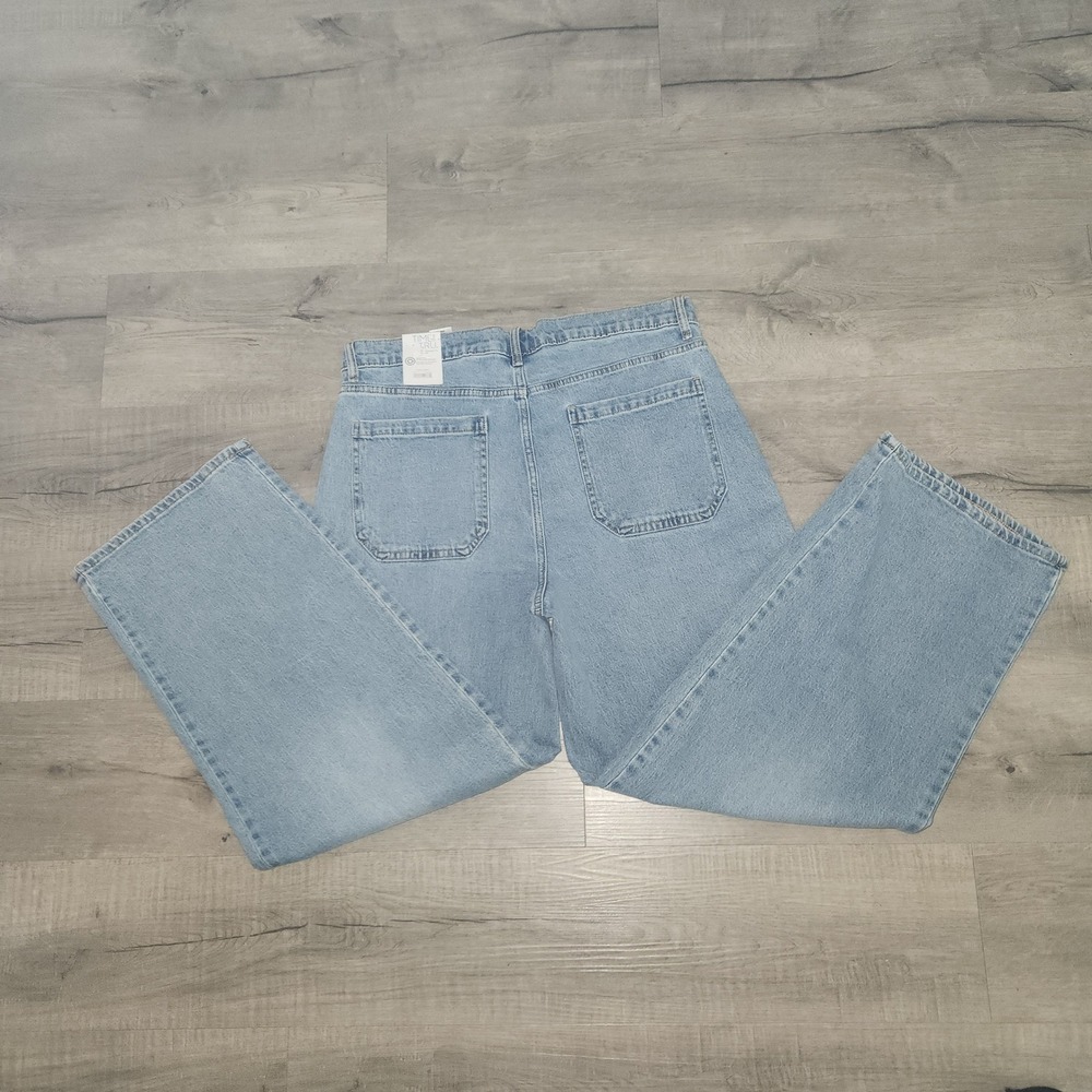 Time and Tru Womens High Rise Wide Leg Utility Jeans Light Wash Blue Denim Y2K - Picture 14 of 15